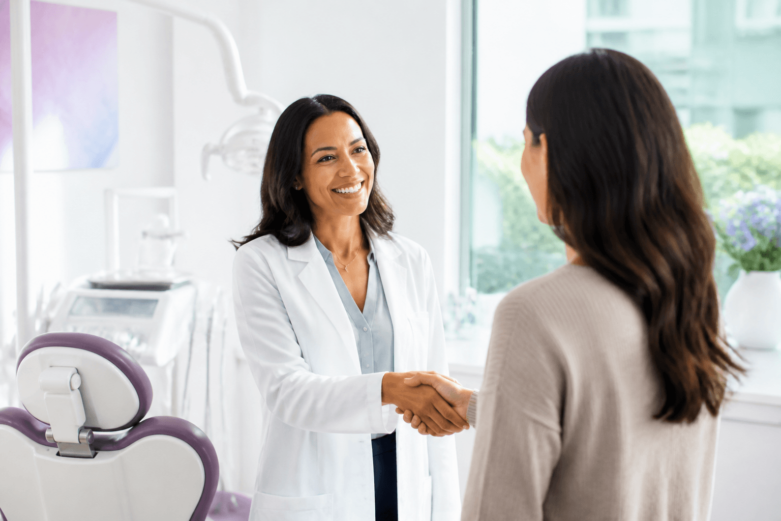 Dental practice social post welcoming a patient